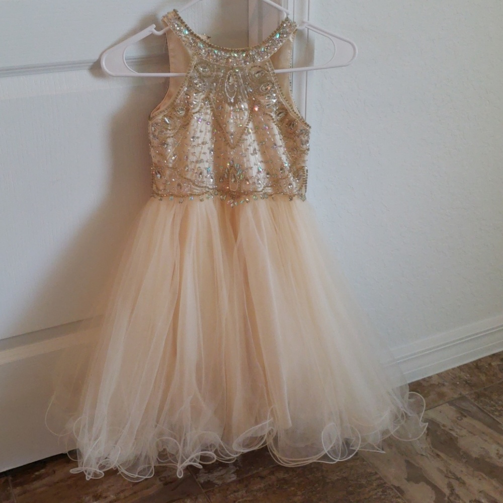 Cinderella Couture champagne Beaded girls dress